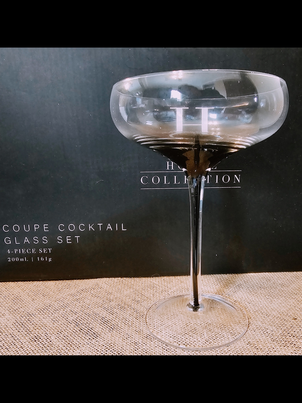 Hotel Collection Smoke Stem Coupe Glasses- Set of 4